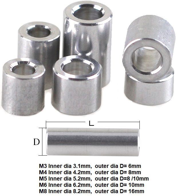 Casquillo Separadores tubulares de Aluminio